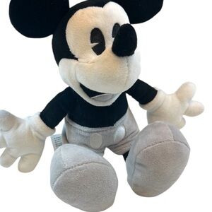 Collector's Disney Parks Mickey Mouse Black and White Gray Plush 10" Classic!